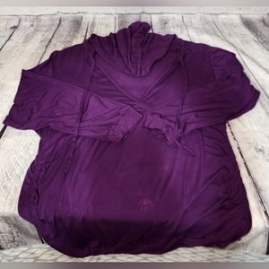 Flirty Pink Brand, purple long sleeve V-neck with drawstring hood, size 3X